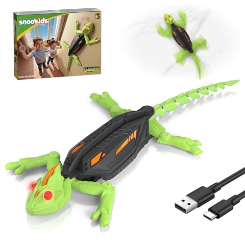 Snookids Lagarto Teledirigido, Lagartija Teledirigida Gecko Radio Control Robot Juguete Con Ojos LED Brillantes Movimientos Realistas