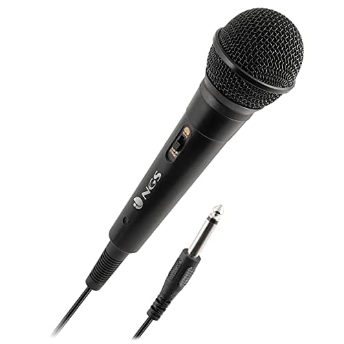 NGS Singer Fire - Micrófono Vocal Dinámico con Cable de 3 Metros y Conexión Jack 6,3mm