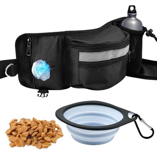 XRPRPX Riñonera de Entrenamiento para Perros con Cuenco Plegable y 4 Bolsillos