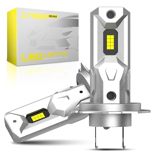 CYBERBEAM Bombilla H7 LED Coche - 60W 20000LM 6500K Blanco Lamparas H7 LED Faro de Coche 1:1 Tamaño Kit de Conversión Halógena, Juego de 2