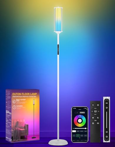 OUTON Lámpara de Pie LED con Control Remoto y App - 16 Millones de Colores, 32 Modos de Escena y Sincronización Musical