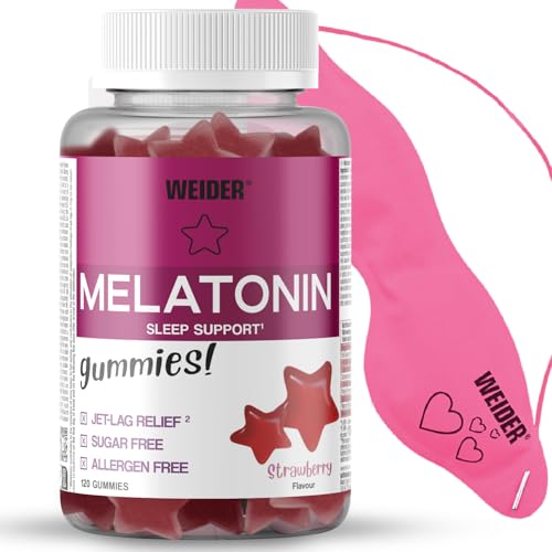 Weider Pack Melatonin 120 Gummies Sabor Fresa + Antifaz Belleza
