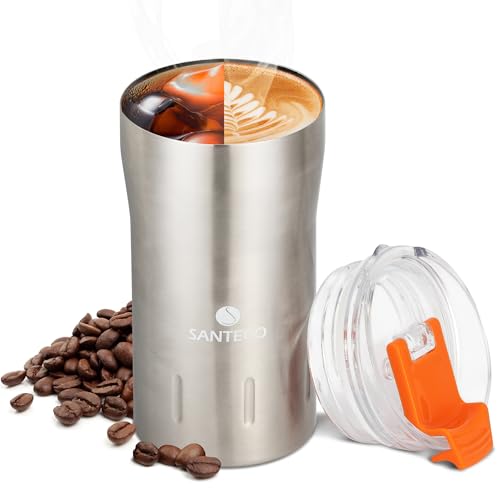 SANTECO Thermo Mug - Taza Isotérmica de Acero Inoxidable 350/500ml | A Prueba de Fugas | Diseño Boca Ancha | Ideal Viajes/Oficina | Sin BPA