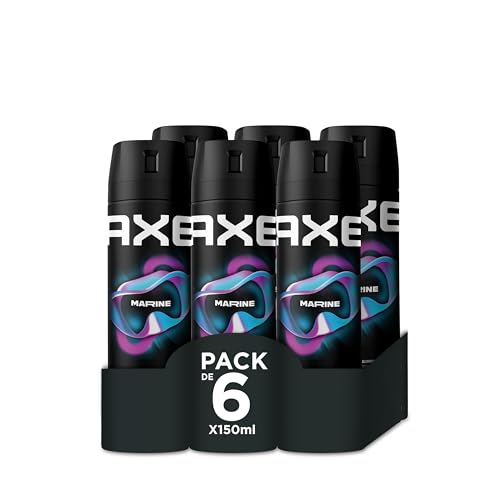 Axe Desodorante para Hombre Bodyspray Marine 150 ml - Pack de 6, El embalaje puede variar