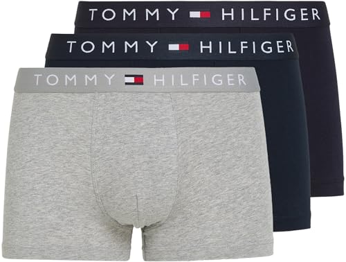 Tommy Hilfiger Pack de 3 Calzoncillos Bóxer Trunks para Hombre Ropa Interior, Multicolor (Des Sky/Grey Htr/Des Sky), M