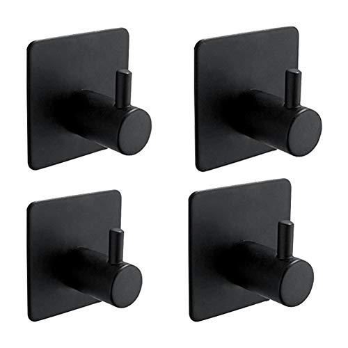 Ibergrif M34251B Ganchos Acero - Soporte Pared para Toallas y Cocina (4 uds, Negro)