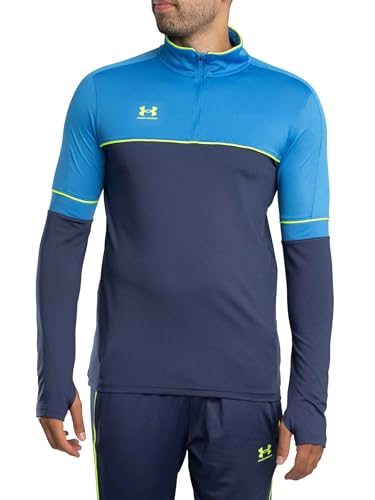 Under Armour Hombre Chaqueta De Entrenamiento Challenger Con Cremallera De 1/4, Blue/Green, L