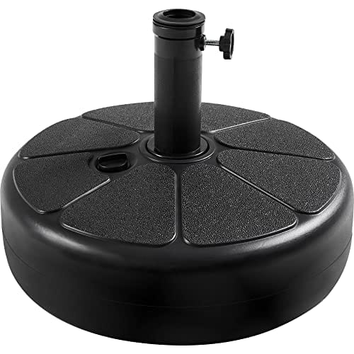 Yaheetech Base para Sombrilla Redonda Pie para Sombrilla de 38mm/48mm Soporte Parasol Plástico Rellenable de Arena 36kg y Agua 22L para Patio Jardín Terraza Exterior Negro 46x46x33 cm