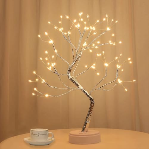 Árbol de Luces LED 108 LEDs - Lámpara Bonsái Iluminada para Decoración (Blanco Cálido)