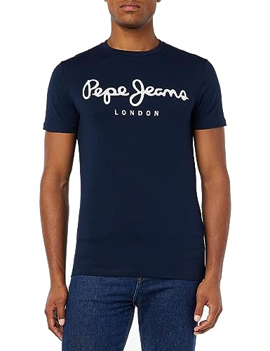 Pepe Jeans Original Stretch Camiseta para Hombre Slim Fit Manga Corta Azul, L