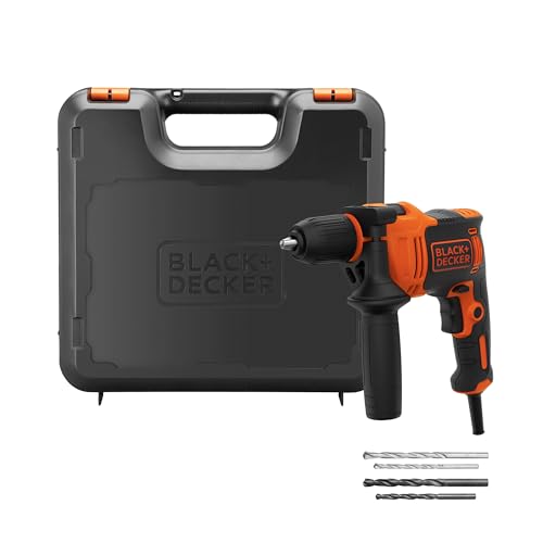 BLACK+DECKER 710W Taladro Percutor con Cable - BEH710K-QS | Alto Rendimiento, 0-2800 RPM, 4 Brocas y Kit Completo