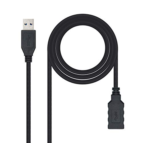 Cable USB Nano USB 3.0 A/M a A/H 3.0M Negro - Alta Velocidad y Durabilidad
