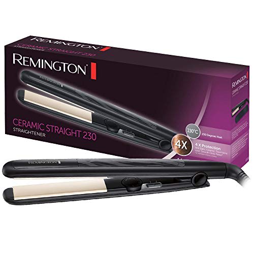 Remington Plancha de Pelo Ceramic Slim - Placas Flotantes Extralargas, Cerámica Anti-estática, Turmalina, Capa Protectora Teflón, Protección y Brillo, Temperatura 230°C, Calentamiento 15s - S3500