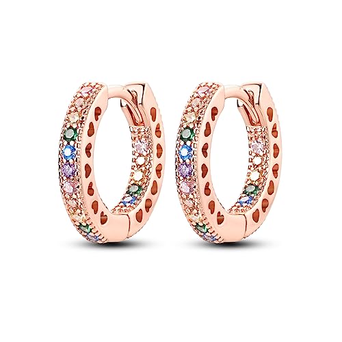 NARMO Aretes para Mujer Aretes de Rosa Oro 925 Plata Estéril Corazón Aros