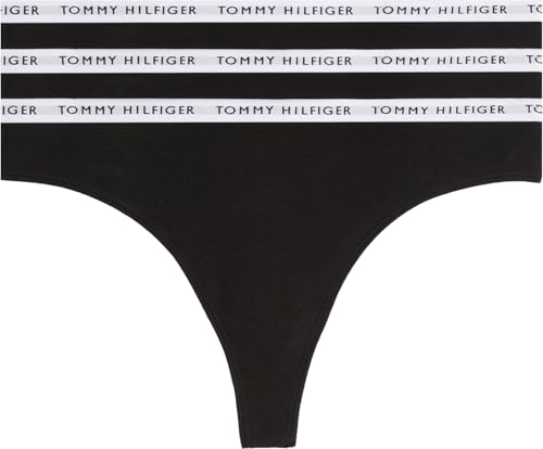 Tommy Hilfiger Pack de 3 Braguitas Tipo Tanga para Mujer - Negro (Black/Black/Black) - Tallas Disponibles