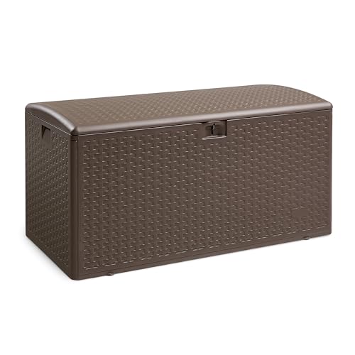 Amazon Basics Arcón para exteriores, caja de almacenamiento, 375 l, marrón