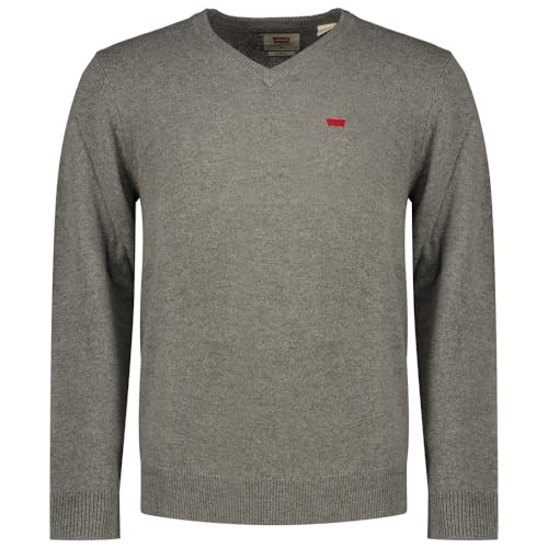 Levi's Suéter para Hombre con Cuello en V, Mid Tono Grey Heathe, L