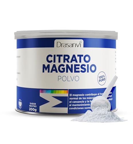 DRASANVI CITRATO DE MAGNESIO EN POLVO - Energía y Articulaciones Fuertes | Sabor Neutro | 200g (125 días)