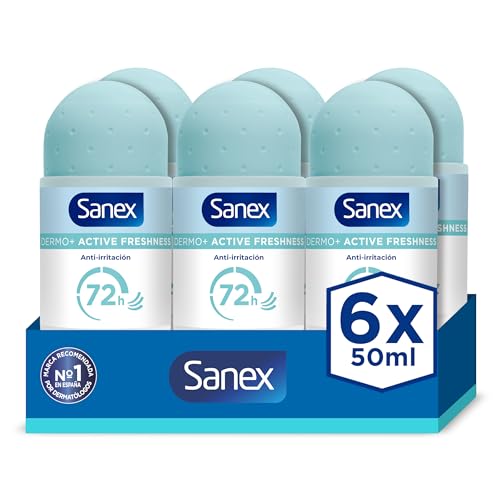 Sanex Dermo+ Active Freshness Desodorante Antitranspirante Roll-On 72 Horas (50ml) Pack 6