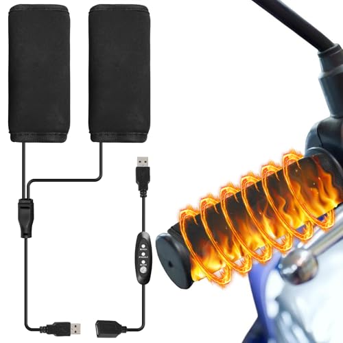 Puños Calefactores para Motocicleta, 5V USB, Desmontables, 3 Modos de Calor