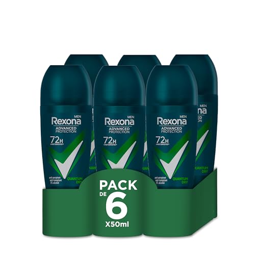 Rexona Advanced Protection Desodorante Roll-On para Hombre Quantum Dry 72h 50 ml - Pack de 6