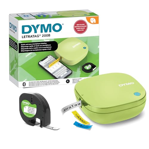 DYMO LetraTag 200B Bluetooth - Etiquetadora Compacta con Conectividad Inalámbrica | Incluye Cinta de Papel Blanco | Color Amarillo Pistacho