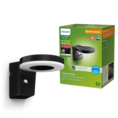 Philips Lighting: Aplique Pared Exterior Ultraeficiente Zonal, Solar, Negro, 1.3W, 3000K