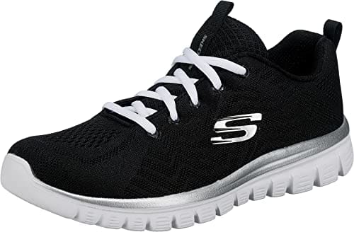 Skechers Graceful Get Connected Regular, Zapatillas Mujer, Black Mesh White Trim, 36 EU