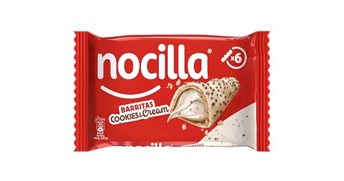 Nocilla, Barritas, Cookies&Cream, Con Crema de Leche y Avellanas y Trocitos de Galleta de Cacao, Sin Aceite de Palma - Pack de 6 Unidades- 129g