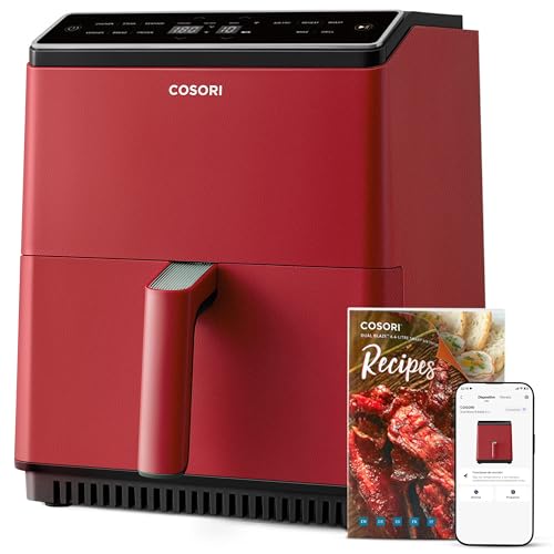 Cosori Dual Blaze Freidora de Aire 6.4L - 11 en 1, Sin Aceite, Roja, con Doble Resistencia y App con Recetas en Español