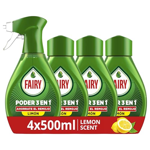 Fairy Poder Sin Remojo Limón Spray Recambio, Vajilla y Cocina, Antigrasa, 2000ml, Paquete de 4