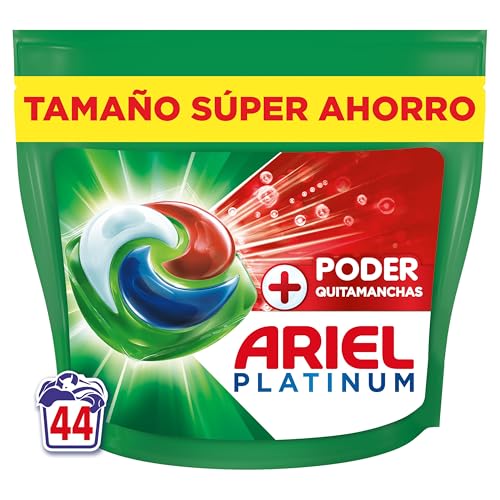 Ariel PODs Platinum, Detergente Líquido En Cápsulas + Poder Quitamanchas Cápsulas, 44 Lavados