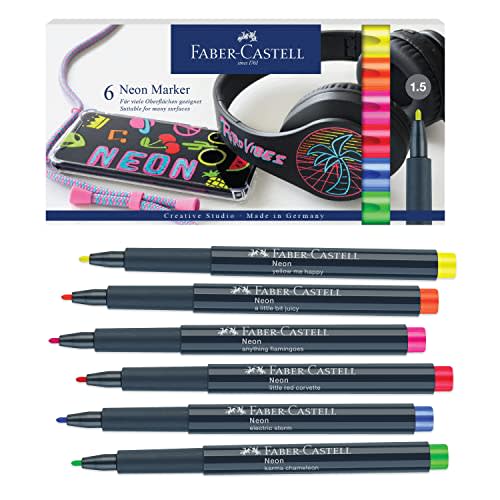 Faber-Castell Neon Marker - Cartera de cartón de 6 colores