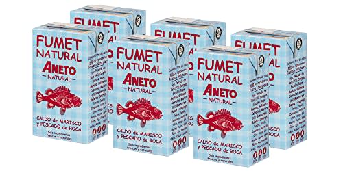 Aneto 100% Natural - Fumet de Pescado y Marisco - Caja de 6 Unidades de 1L | Caldo Concentrado para Sopas y Cocina