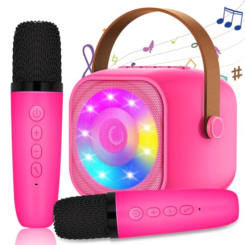 MicQutr Karaoke 2 Microfonos, Karaoke Máquina para Niños y Micrófonos Inalámbricos, Altavoz Bluetooth Portátil para Adultos y Niñas, Regalo para Fiestas en Casa/Regalos/Juguetes