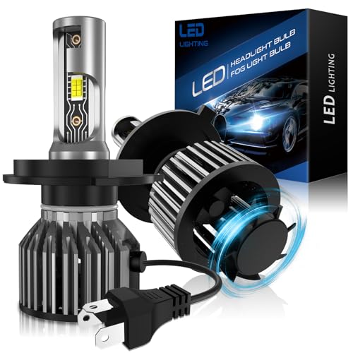 AUXIRACER H4 LED, 30000LM 6500K Blanco 120W, Bombilla LED H4 600% Brillante, Plug and Play, Mini Formato 1:1, 12V Lámpara para Faros de Coche y Moto, 2 Piezas