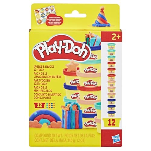 Hasbro Play-Doh, Pack de 12 Mini- Regalos, Botes de Plastilina Personalizables, Juguetes de Arte para Fiestas, Kits Creativos para Niños y Niñas a Partir de 2 Años, Regalo de Manualidades