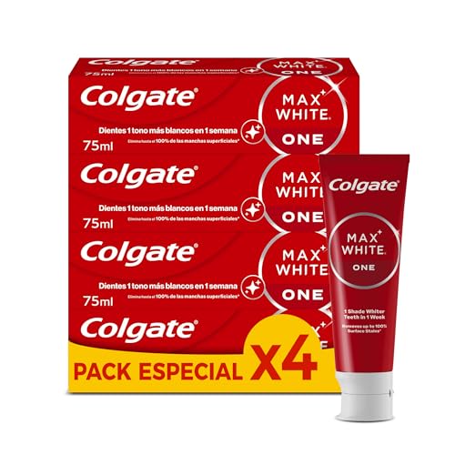 Colgate Max White One Pasta de Dientes Blanqueadora, Pack 4 Uds x 75ml