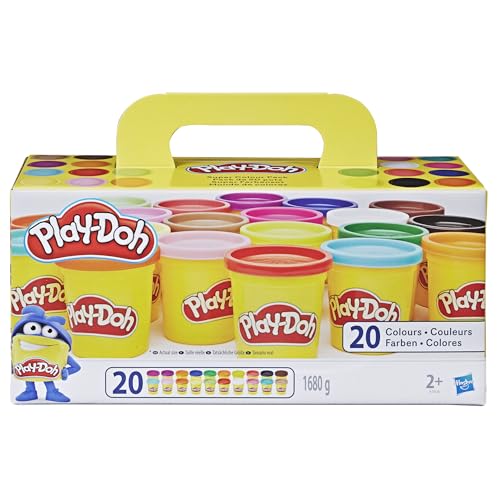 Play-Doh Pack de 20 Botes de Plastilina No Tóxica, Surtido de Colores, Manualidades y Actividades Creativas, Niños y Niñas de 2 Años o Más