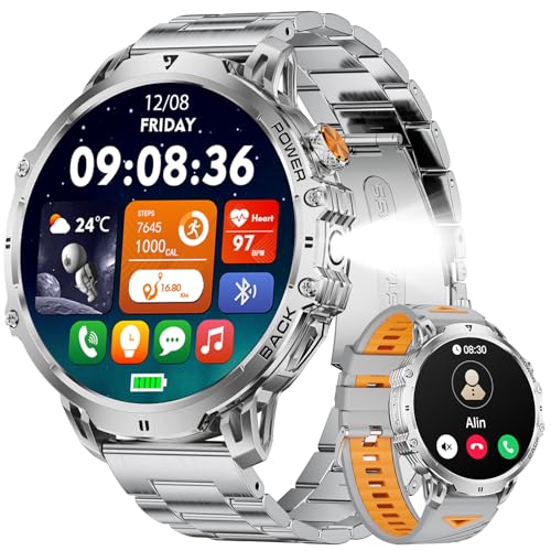 LIGE Reloj Inteligente Hombre Militar - 1.85" Smartwatch con Llamadas Bluetooth, 1000mAh y 100+ Modos Deportivos - IP68 Impermeable para Android/iOS