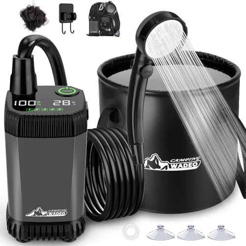 WADEO Ducha Portátil para Acampar, Bomba de Ducha Recargable con Depósito Plegable de 20 Litros
