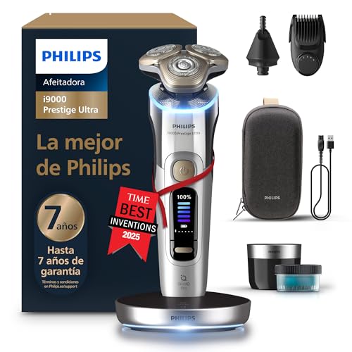 Philips i9000 Prestige Ultra - Afeitadora Eléctrica Hombre, Seco y Húmedo, SkinIQ Pro