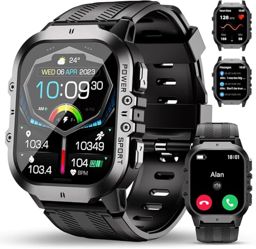OUKITEL Smartwatch Hombre Militar con Llamadas Bluetooth, GPS, Presión Arterial y Notificaciones