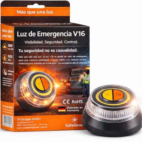 Luz de Emergencia V16 para 2026 – Sustituto del Triángulo de Emergencia – Señal de Avería Luminosa para Coche y Moto