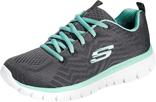 Skechers Graceful Get Connected Regular - Zapatillas Mujer en Charcoal con Detalles en Verde (42 EU)