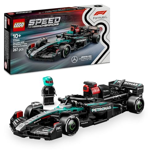 LEGO Speed Champions Coche de Carreras Mercedes-AMG F1 W15 de Juguete, Maqueta de Construcción de Vehículo de Fórmula 1 y Minifigura de Piloto Coleccionable, Regalo para Niños de 10 Años o Más 77244