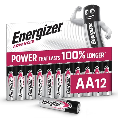 Energizer Advanced - Pilas AA (Paquete de 12) - 1,5V Baterías Alcalinas de Larga Duración