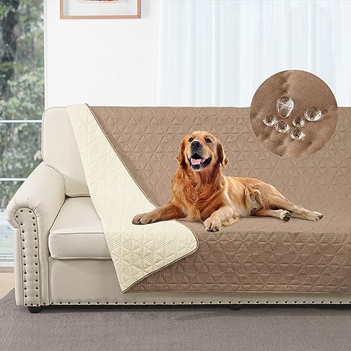 Taiyang Funda para sofá 100% Impermeable para Perros, Funda para Cama de Perro, Protector de Muebles de café para niños, Perro, Gato (marrón metálico, 132-208 cm)