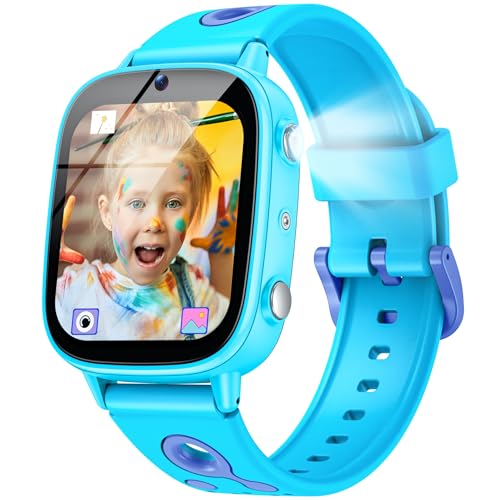 Reloj Inteligente Niños Smartwatch con Audiolibros - 1.8" IPS Smart Watch Niña con Aprendizaje 26 Juegos IP68 Impermeable Linterna Cámara Reproductor MP3 Regalo Cumpleaños Navideño para Niños Niñas