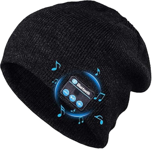 Puersit Gorro con Bluetooth, Auriculares Lavables para el Tiempo Libre, Gorro de Punto, Adecuado para Deportes al Aire Libre, Navidad, Cumpleaños
